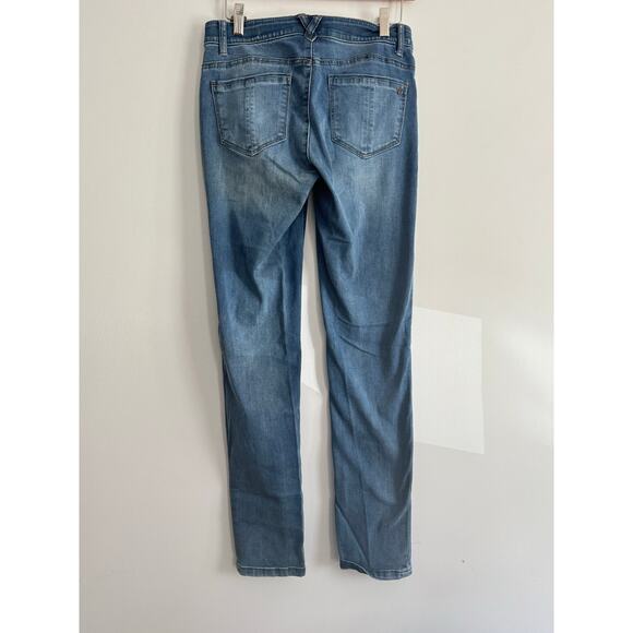 Wit & Wisdom Jeans Size 0 Distressed Straight Leg Light Wash Denim Mid Rise - Picture 2 of 6